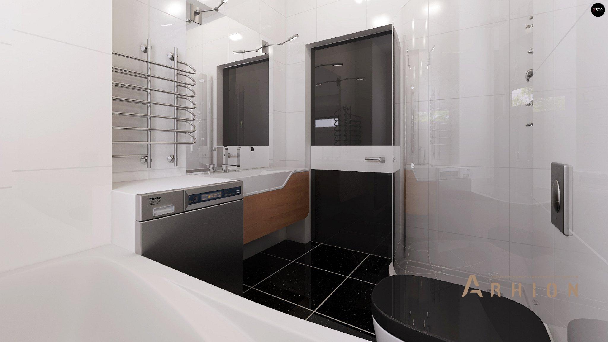 11. Проект одноэтажного дома в европейском стиле с двускатной кровлей, Z7 L GL, площадью - 106 кв c терассой, гаражом